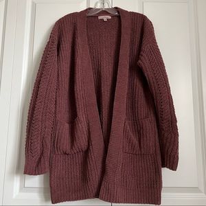 Love Tree Dusty Mauve Pink Chenille Chunky Knit Longsleeve Cardigan Size M